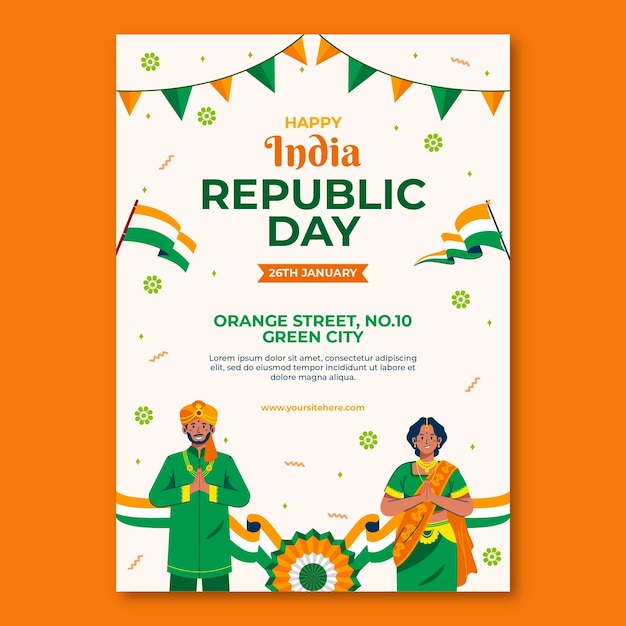 Plantilla de póster vertical para la celebración del día de la república de la india