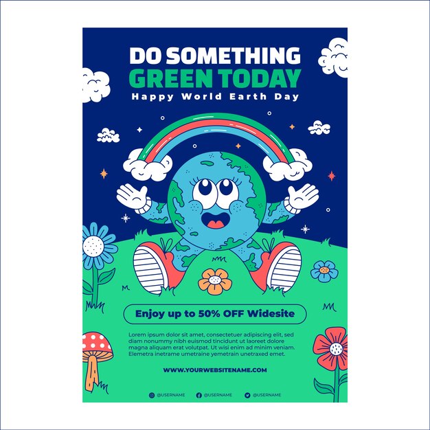 Plantilla de póster vertical para la celebración del día de la tierra