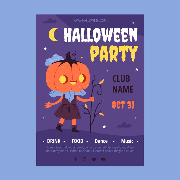 Plantilla de póster vertical de celebración de halloween