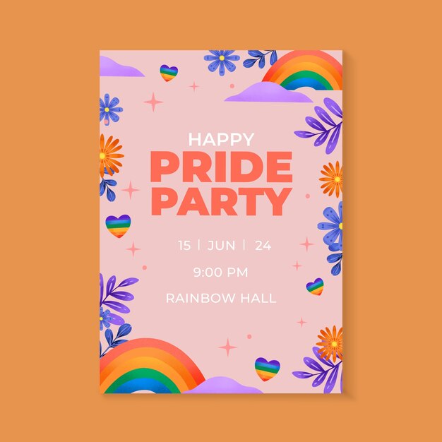 Plantilla de póster vertical para la celebración del mes del orgullo