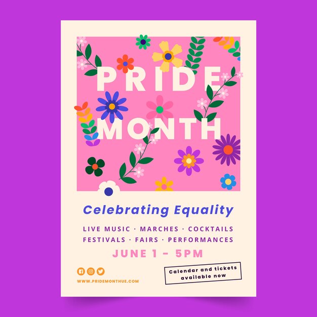 Plantilla de póster vertical para la celebración del mes del orgullo