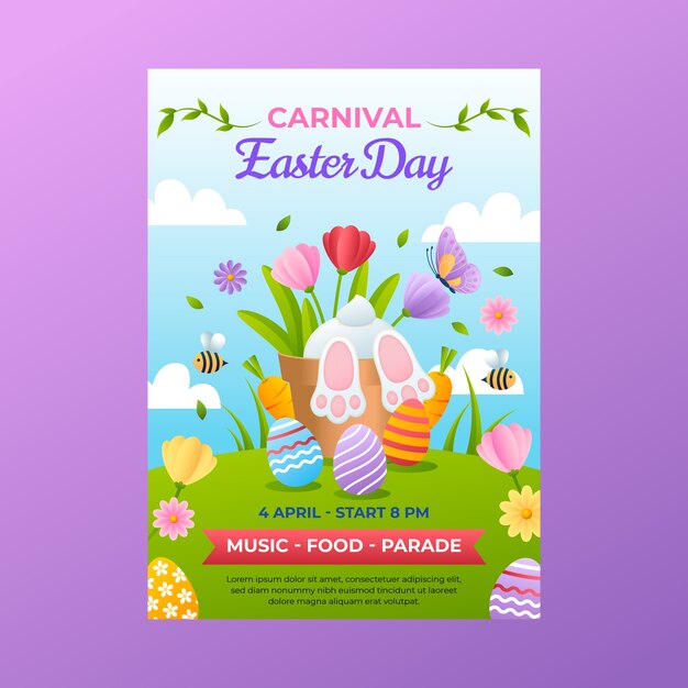 Plantilla de póster vertical de celebración de pascua degradado
