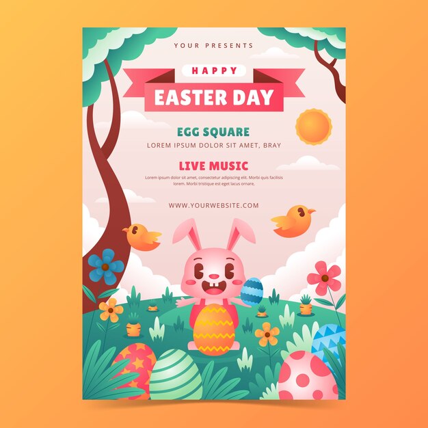 Vector gratuito plantilla de póster vertical de celebración de pascua degradado