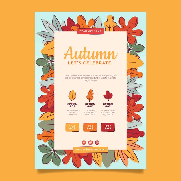Plantilla de póster vertical de celebración plana de otoño
