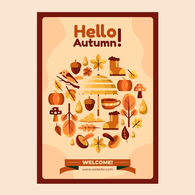 Vector gratuito plantilla de póster vertical de celebración plana de otoño