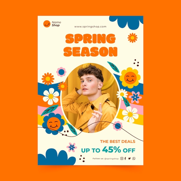 Vector gratuito plantilla de póster vertical para celebración de primavera