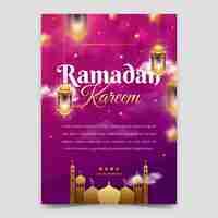 Vector gratuito plantilla de póster vertical de celebración de ramadán realista
