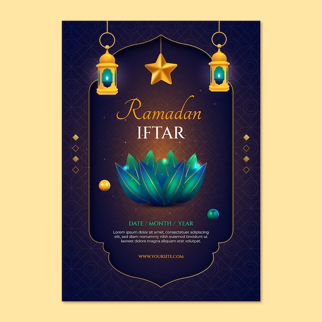 Plantilla de póster vertical de celebración de ramadán realista