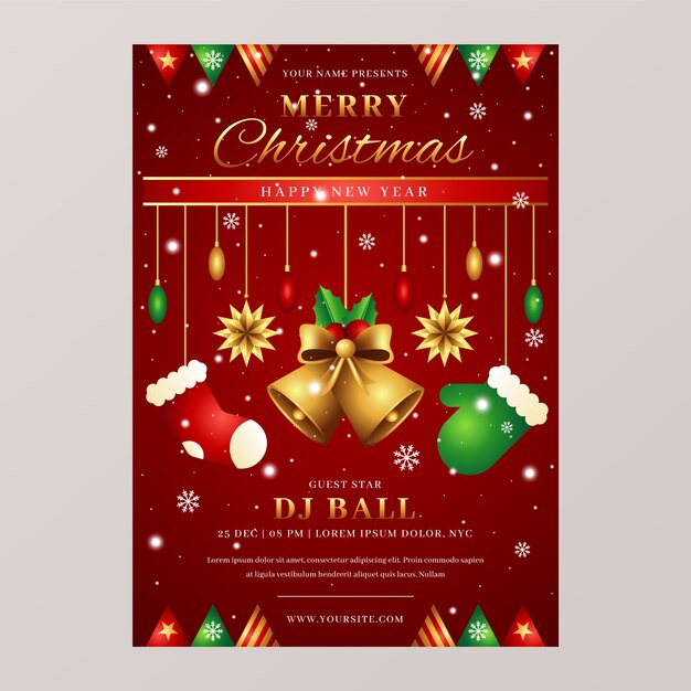 Plantilla de póster vertical de concierto de navidad degradado