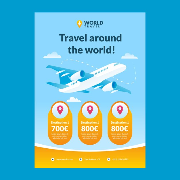 Plantilla de póster vertical degradado para agencia de viajes