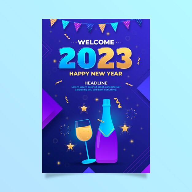 Plantilla de póster vertical degradado de año nuevo 2023
