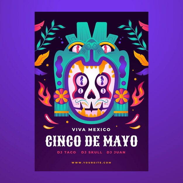 Plantilla de póster vertical degradado para la celebración del cinco de mayo