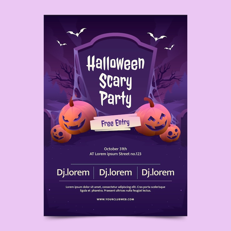Vector gratuito plantilla de póster vertical degradado para celebración de halloween