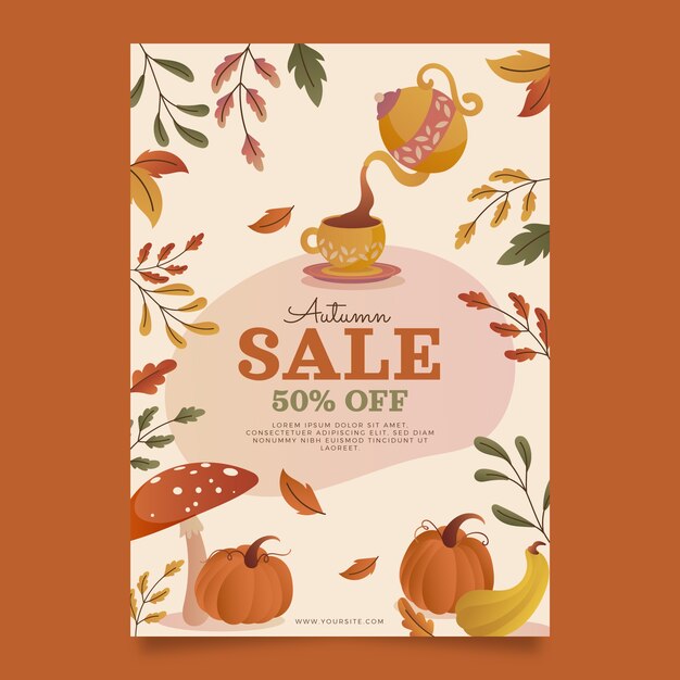 Plantilla de póster vertical degradado para celebración de otoño