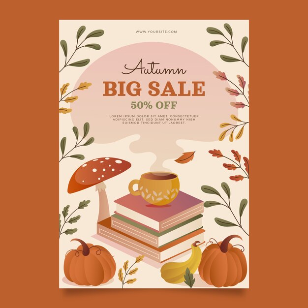 Plantilla de póster vertical degradado para celebración de otoño