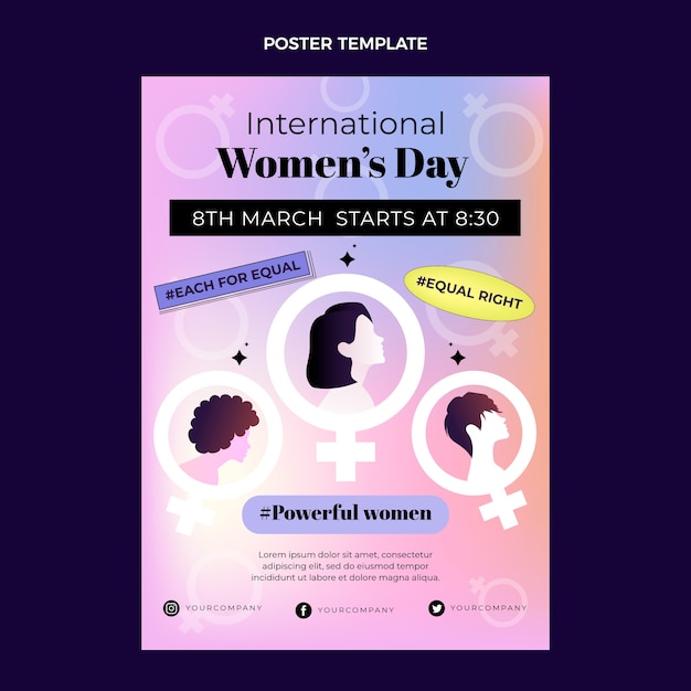 Vector gratuito plantilla de póster vertical degradado del día internacional de la mujer