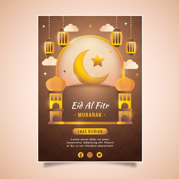 Vector gratuito plantilla de póster vertical degradado eid al-fitr