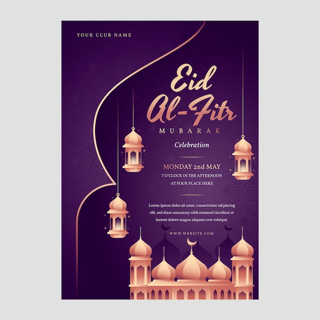 Vector gratuito plantilla de póster vertical degradado eid al-fitr