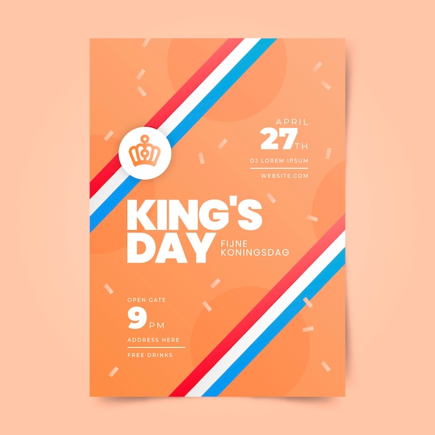 Vector gratuito plantilla de póster vertical degradado koningsdag