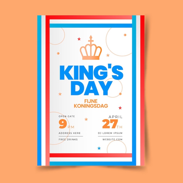 Plantilla de póster vertical degradado koningsdag