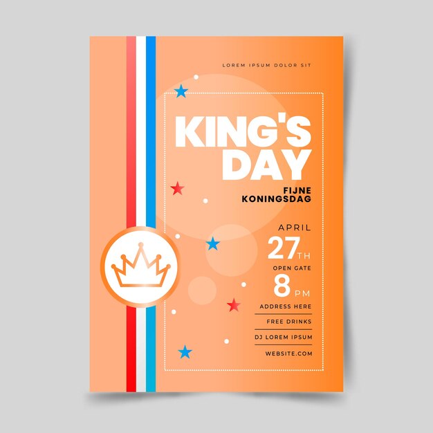 Plantilla de póster vertical degradado koningsdag