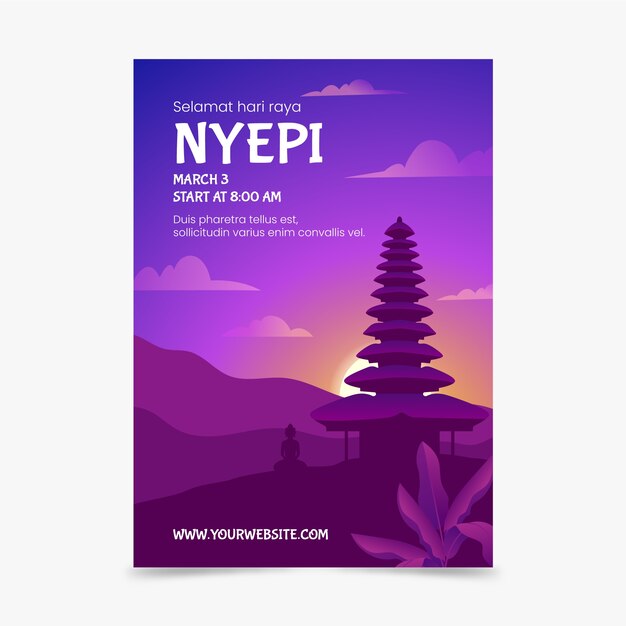 Plantilla de póster vertical degradado nyepi