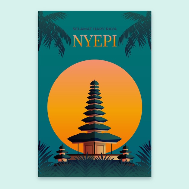 Plantilla de póster vertical degradado nyepi