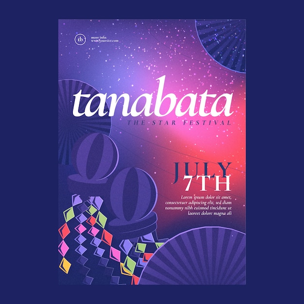 Plantilla de póster vertical degradado de tanabata con adornos