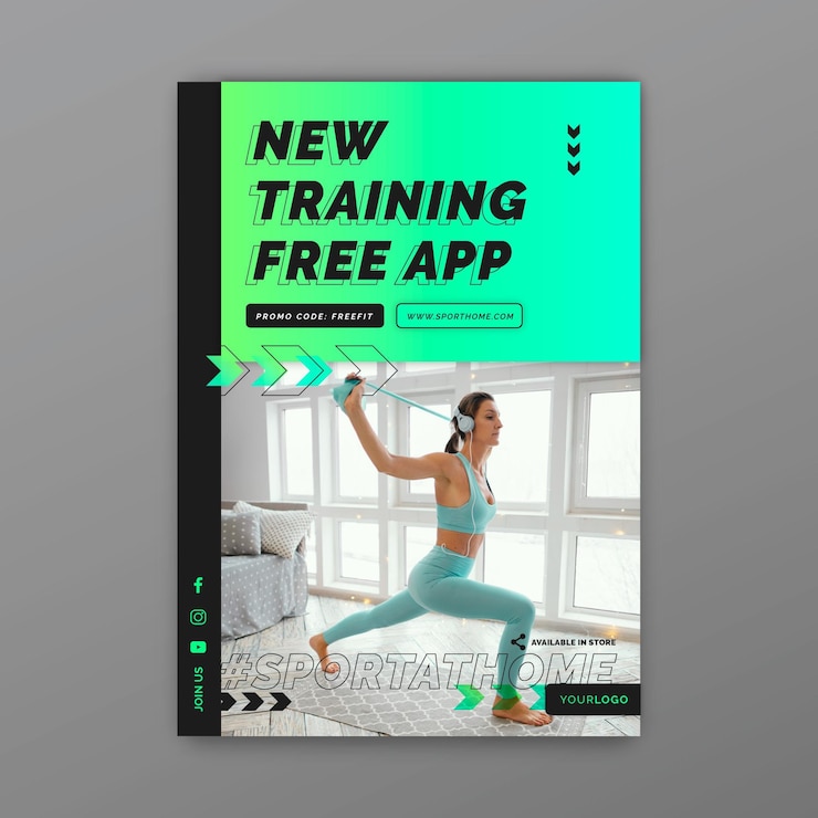 Vector gratuito plantilla de póster vertical de deporte en casa