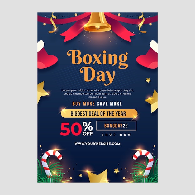 Plantilla de póster vertical del día del boxeo degradado