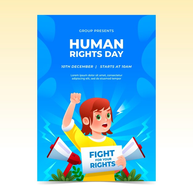 Plantilla de póster vertical del día de los derechos humanos