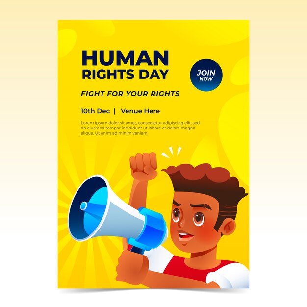 Plantilla de póster vertical del día de los derechos humanos