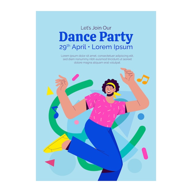 Vector gratuito plantilla de póster vertical del día internacional de la danza plana