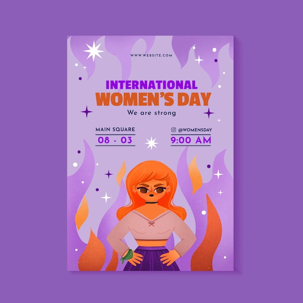 Vector gratuito plantilla de póster vertical para el día de la mujer en acuarela.