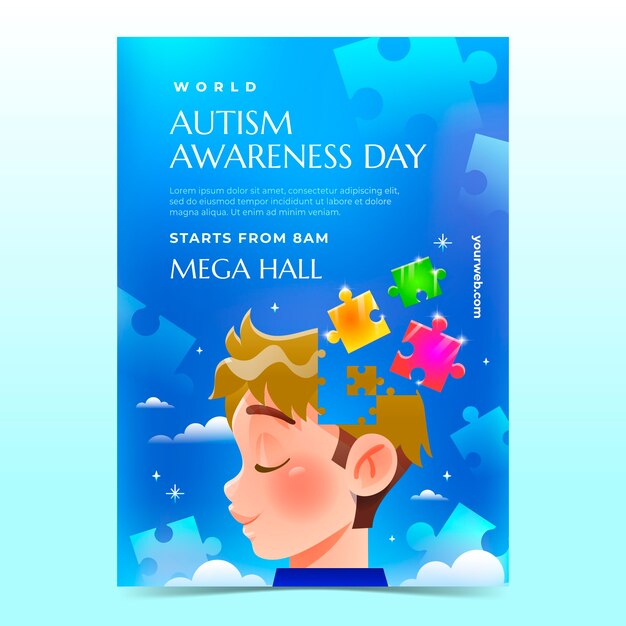 plantilla de póster vertical del día mundial de concienciación sobre el autismo