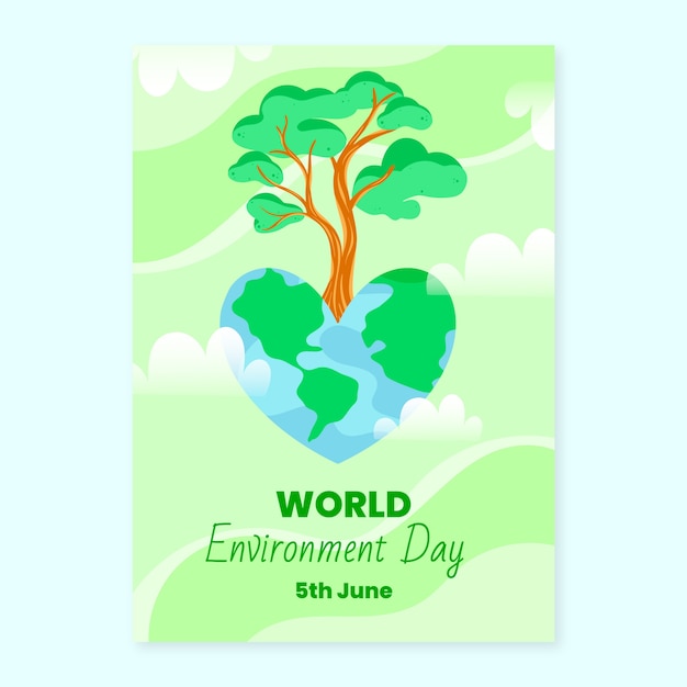 Vector gratuito plantilla de póster vertical del día mundial del medio ambiente dibujado a mano