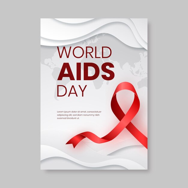 Plantilla de póster vertical del día mundial del sida en papel