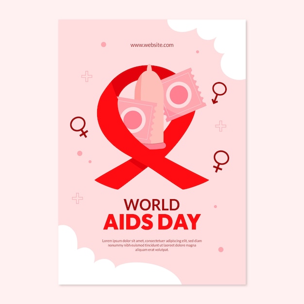 Vector gratuito plantilla de póster vertical del día mundial del sida