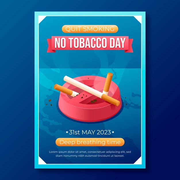 Plantilla de póster vertical del día sin tabaco degradado