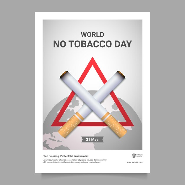 Plantilla de póster vertical del día sin tabaco degradado