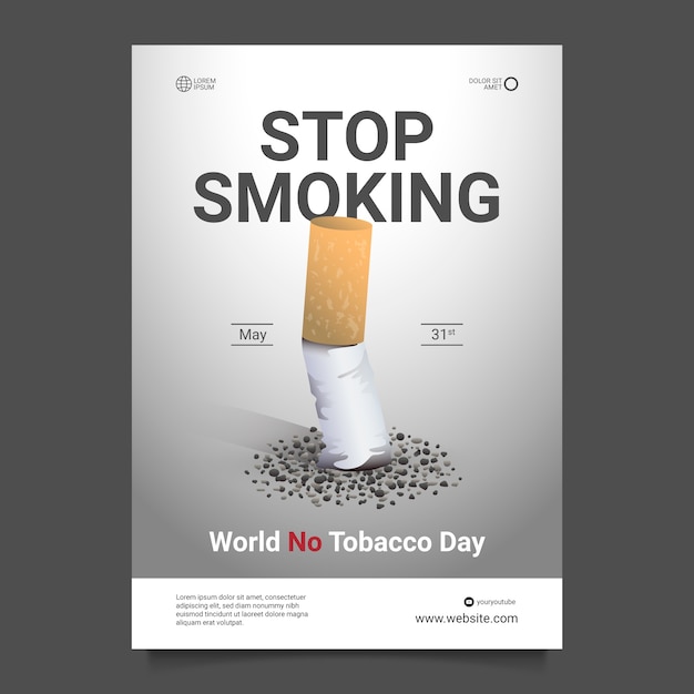 Plantilla de póster vertical del día sin tabaco degradado