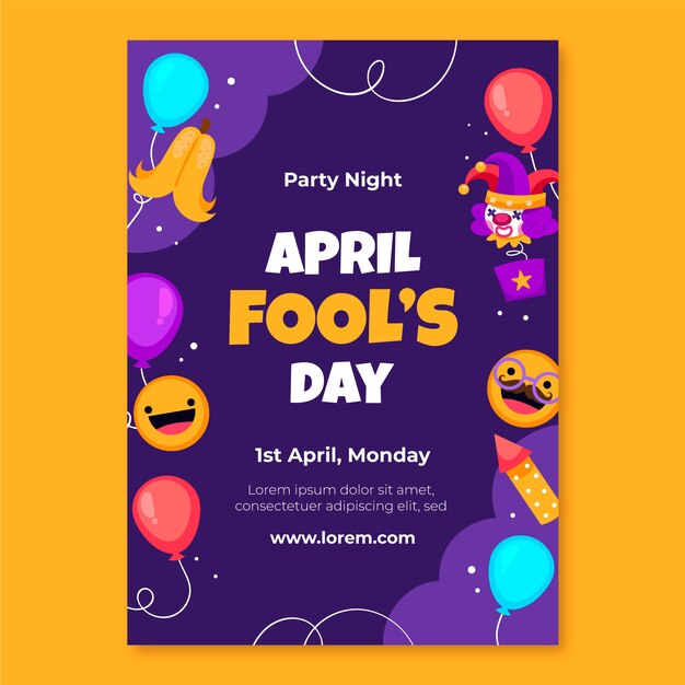 plantilla de póster vertical del día de los tontos de abril