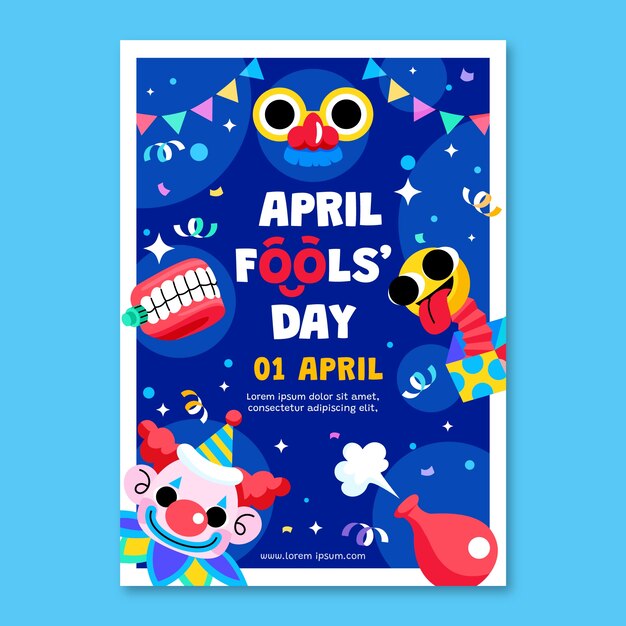 plantilla de póster vertical del día de los tontos de abril