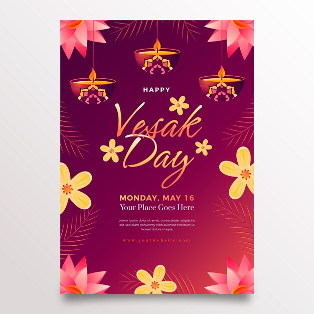 Plantilla de póster vertical del día vesak degradado