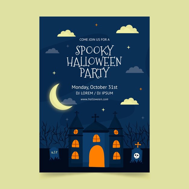 plantilla de póster vertical dibujada a mano para la celebración de Halloween