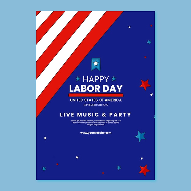 Plantilla de póster vertical dibujado a mano para la celebración del día del trabajo