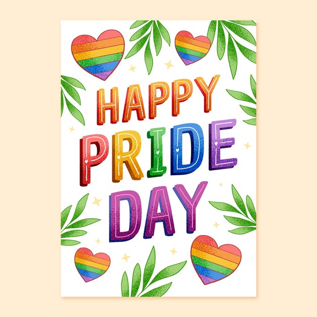 Plantilla de póster vertical dibujado a mano para la celebración del mes del orgullo