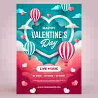 Vector gratuito plantilla de póster vertical de estilo papel para la celebración del día de san valentín