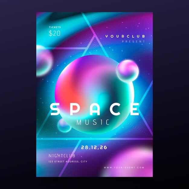 Plantilla de póster vertical de evento degradado
