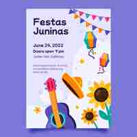 Vector gratuito plantilla de póster vertical de festas juninas dibujadas a mano